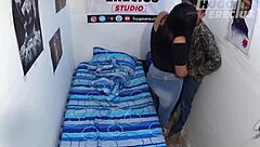 Latina teen bent over in the bush, friend gives her creampie orgasm on big ass.