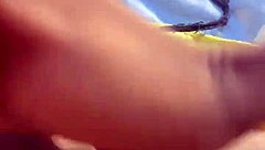 The fat slut gets fingered to orgasm in public outdoor scene