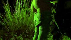 Blowjob and Mutual Masturbation Outdoors with Natural Tits and Pantyhose