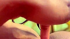 The fat slut gets fingered to orgasm in public outdoor scene