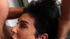 Slut Gags Hard While Sucking Cock for Mouth Cum