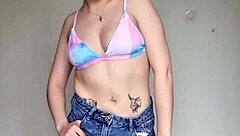 Girl in skirt and swimming bra