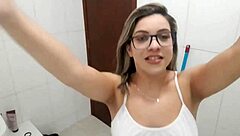 Naughty cleaner shows off her pussy