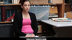 Brunette Shoplifter Makes Fuck Deal With Officer After Caught