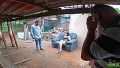 I, Luara Amaral, recordin behind the scenes with Binho Ted in the communty.