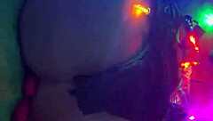 reverse cowgirl with toys and big cock in fishnets