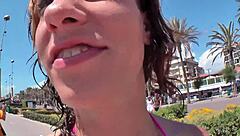 On Mallorca vacation, a teen's piercing pussy gets FUCKED and receives a MEGA CUMSHOT