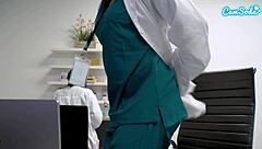 Sexy big tit MILF nurse plays solo at office! 😍