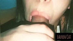 Bound brunette teen deepthroats and swallows cumshot