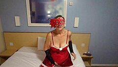 Merry christmas with beautiful mature in stockings fingering solo