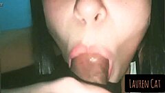 Bound brunette teen deepthroats and swallows cumshot