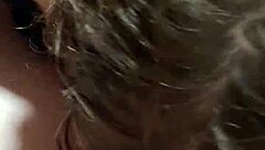 Sasha Rose gives intense blowjob with cum on big tits