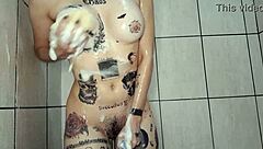 Skinny Tattooed Girl With Piercings Takes Bath