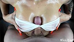 Big boobs tittyfuck amateur pov with oil and cum