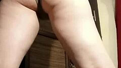 busty camgirl in grey enjoys fingering her ass