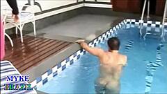 curvy brazilian executive closes deals at hotel pool