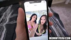 Step mom and her milf bff suck my long dick together