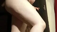 busty camgirl in grey enjoys fingering her ass