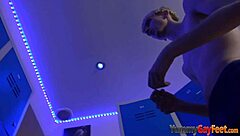 Twink says, 'stroke my feet in gay fetish.'