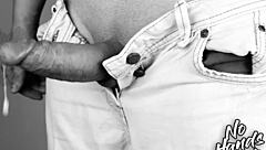 Art Vintage Retro Sports Guy Performs Hand-Free Masturbation on Monster Cock to Orgasm