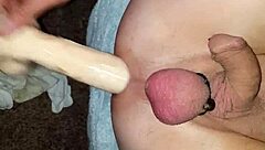 Feeling intense pleasure fucking my big dildo in nature