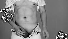 Art Vintage Retro Sports Guy Performs Hand-Free Masturbation on Monster Cock to Orgasm