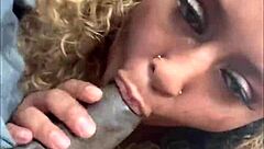 thick latina gives car blowjob then squirts before creampie