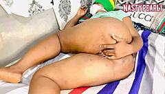 Ebony nurse Pearl1 masturbates in hospital staff room before patient satisfies her.