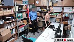 Jade Noir caught red-handed, punished with big cock at work