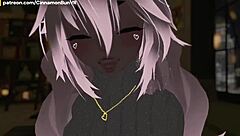 Reading lewd stories in VR while masturbating with vibrator to orgasm in real life