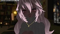 Reading lewd stories in VR while masturbating with vibrator to orgasm in real life