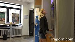 blonde girl enjoys public sucking activities