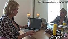 Cheating UK Mature Lady Sonia Spreading in Lingerie, Big Melons Exposed