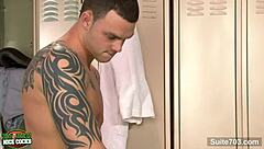 Sexy jocks feel intense pleasure sucking each other's large cocks in hardcore session.