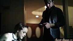 Glamorous petite 18+ teen gets nailed in missionary with classy heels on