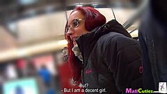 Amateur redhead sucks and fucks for free shopping at mall 😏