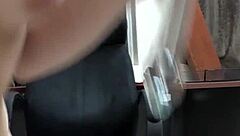 Skinny Babe Undresses, Oils Up, And Plays With Glass Dildo