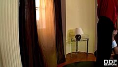 sexy stripper linet deepthroats on the job and gets a mouthful of hot cum.