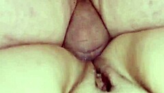 Cum deep in her ass, but it leaks out