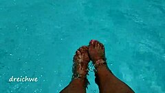 Young feet fetish in the pool!