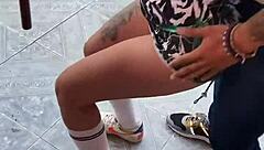 teen 18+ gets naked outdoors and at friends house in argentinian public setting