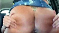 During the trip, the brunette sits on my lap