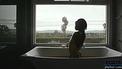 i am ana foxxx, tall black milf stripping in bath