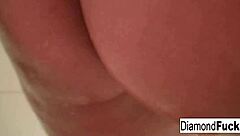 diamond decides to get wet and wild in the shower with masturbation.