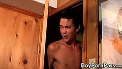 Young Twinks Feel Excited Stroking Their Monster Cocks While Sitting Together