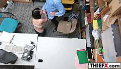 Teen Thief Sucks Officer's Hard Dick in Garage