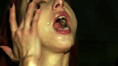 wacky centerfold receives cum shot on face swallowing cream