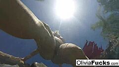 olivia has some summer fun in the pool