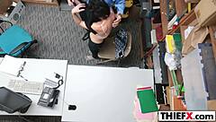 Teen Thief Sucks Officer's Hard Dick in Garage