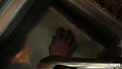 Busty brunette unclogs drains with hardcore doggystyle after wet blowjob.